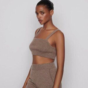 New FRAME Cashmere Cropped Tank Beige Spelt Top Sz XS Retail $230